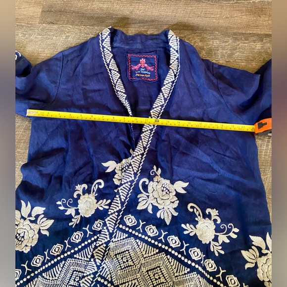 Johnny Was Blue Embroidered Kimono-style Open Front Cardigan - Picture 15 of 15